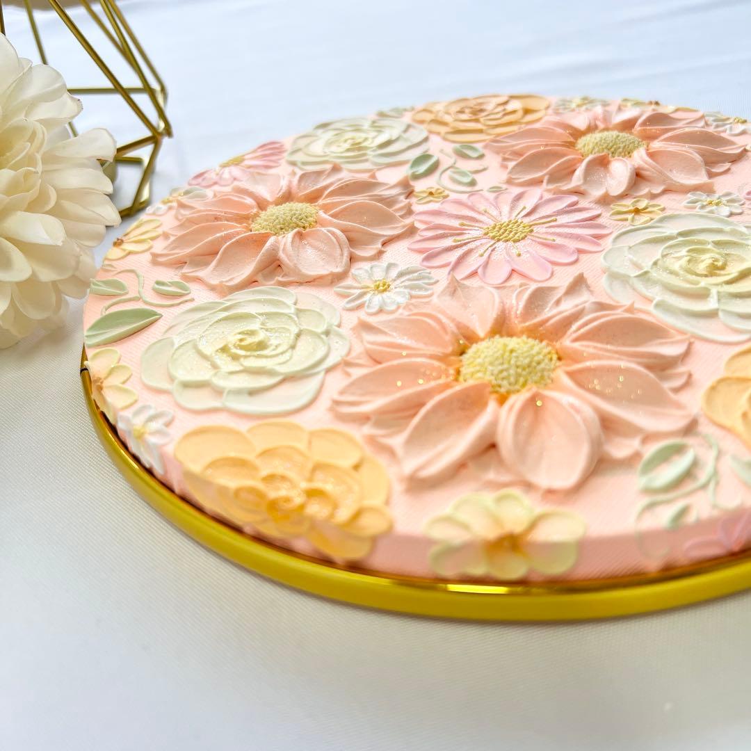 テクスチャーアート　絵画　インテリアアート　花　立体　絵　北欧インテリア　花の絵