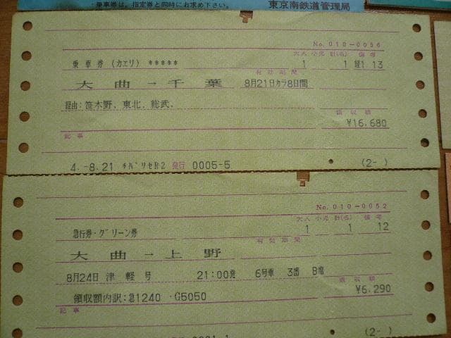 お宝！ 硬券 軟券 B特急券 急行券グリーンチケット 特急鹿島 使用済み切符！