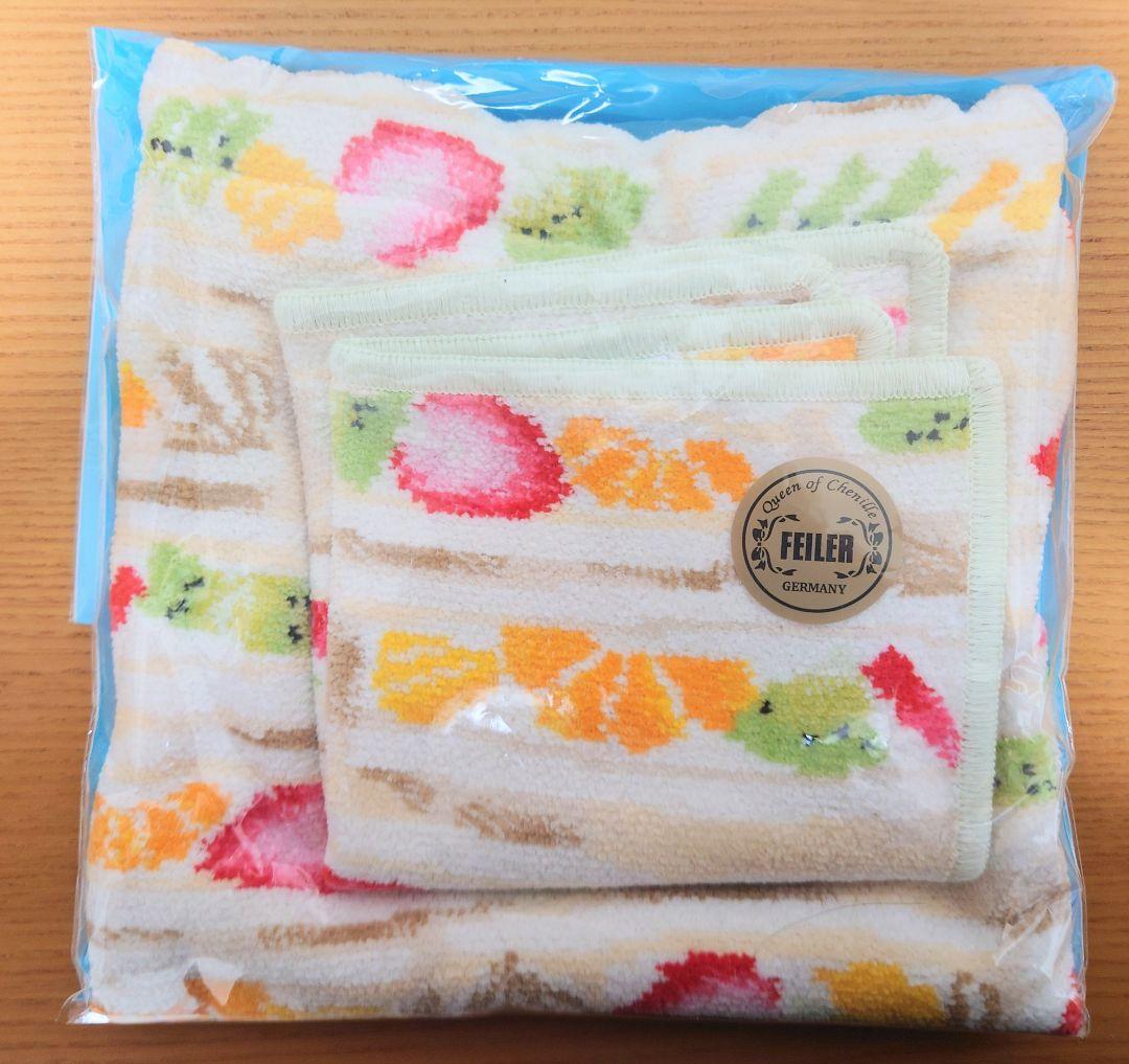 FEILER フルーツサンド柄 タオルハンカチ 巾着　セット