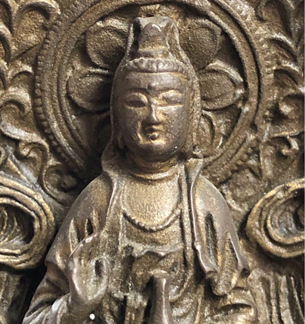 仏教美術 銅製 三面仏 弥勒如来/弥勒菩薩/三蔵法師 仏像