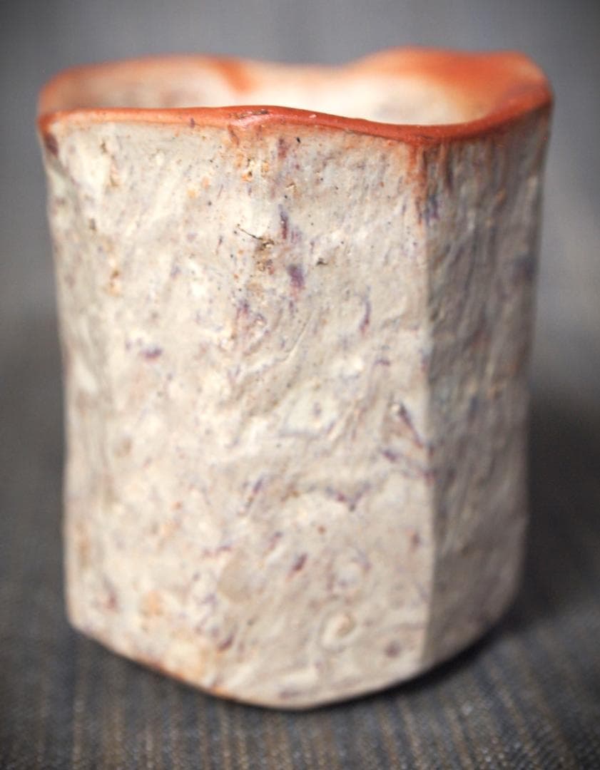 人気作家★横山直樹《師：川端文男》★備前【自然練り込み】ぐい吞み★共箱・布