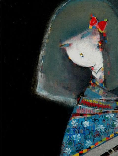 油絵 菅家令子 絵 絵画 インテリア F6-083111 市松人形 少女