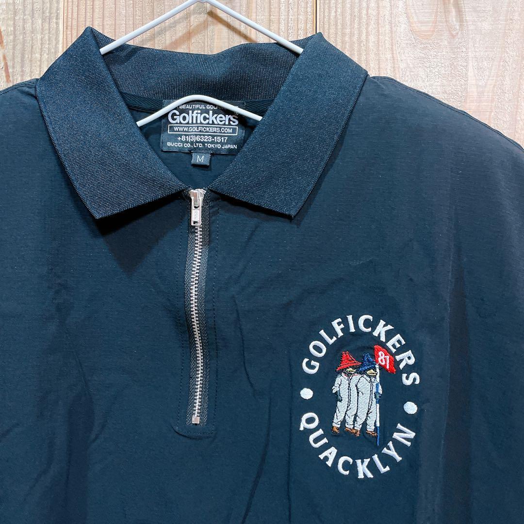 Golfickers ゴルフィッカーズ 半袖ポロシャツ ハーフジップ ブラック