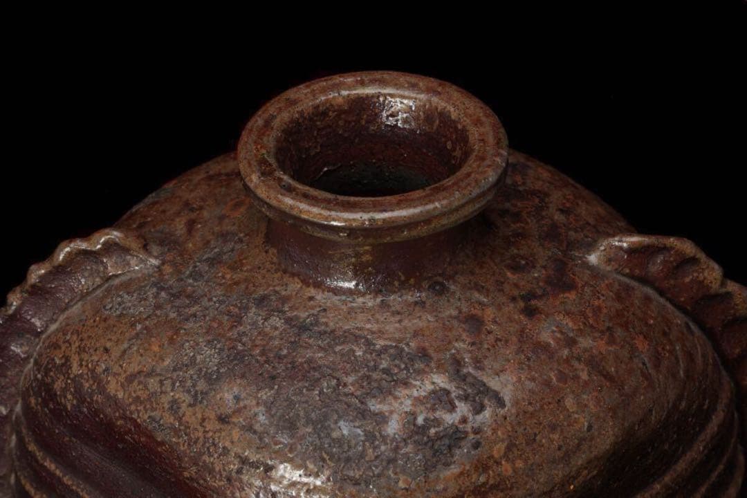 桂又三郎 江戸中期 古備前 船虫徳利 酒器 備前焼 識箱 鑑定箱付 壺 花入