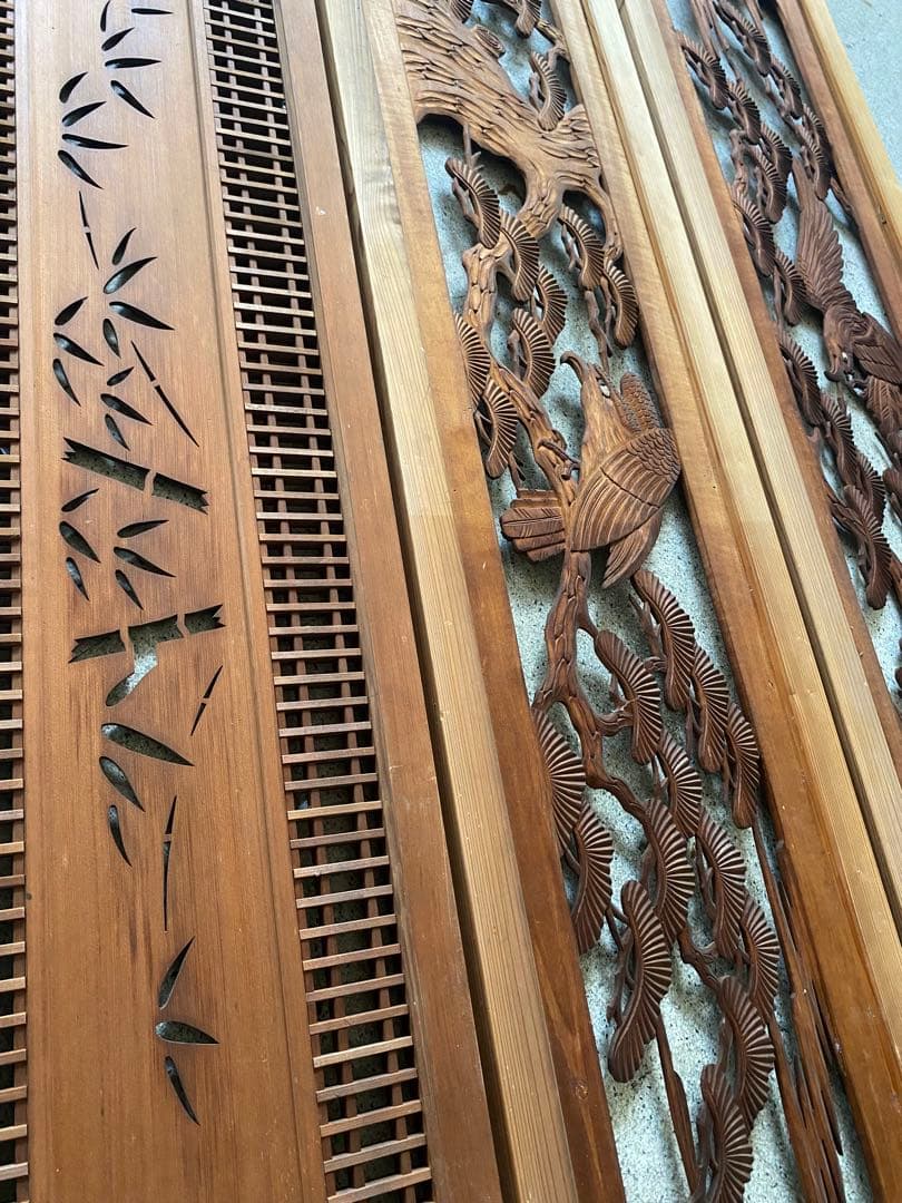 木製彫刻　欄間セット　らんま　　【バラ売り可能】和室 内装 古民家 彫刻 装飾