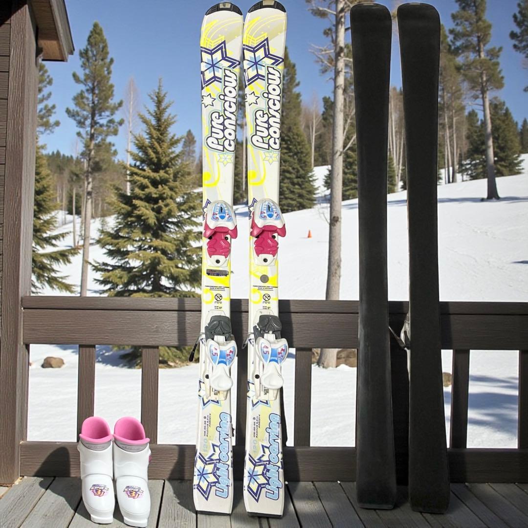 【良品】 120cm ジュニアスキー　4点セット Pure conscious