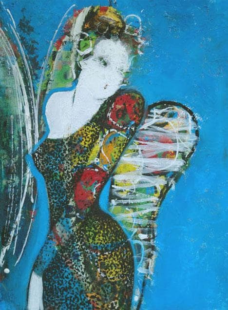 油絵 菅家令子 絵 絵画 インテリア uF6-010511 人物 女性像