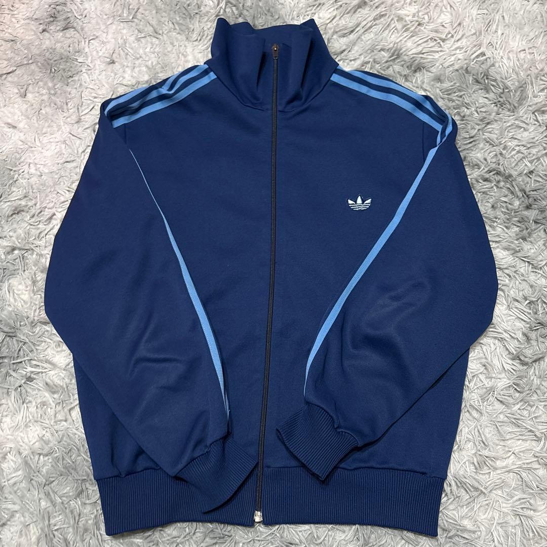 【希少】 80s adidas トラックジャケット ジャージ ネイビー ブルー