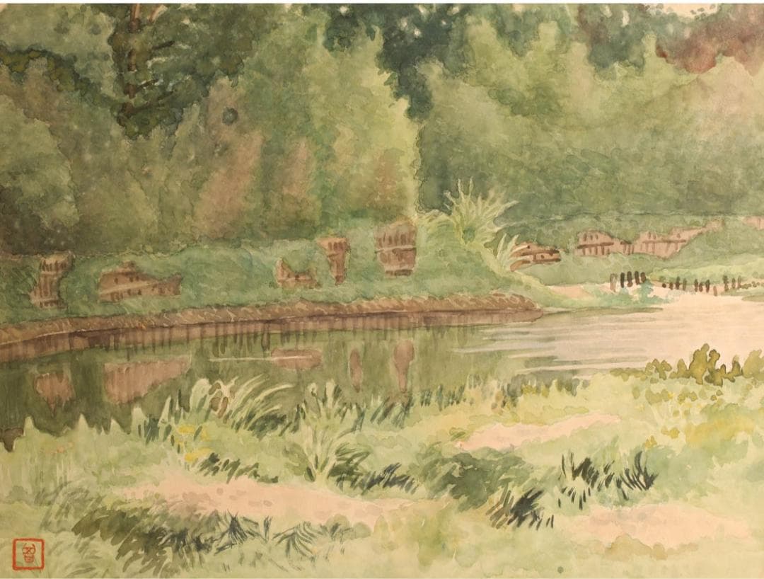 【安井慶一郎鑑定】◆『安井曽太郎 風景画』水彩 真筆◆検）浅井忠 梅原龍三郎