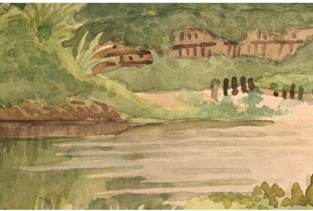 【安井慶一郎鑑定】◆『安井曽太郎 風景画』水彩 真筆◆検）浅井忠 梅原龍三郎