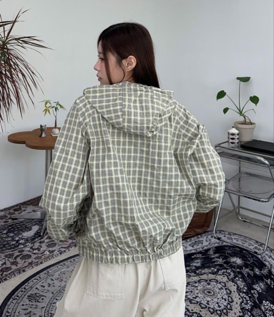 【SATIIIZ】Davi Nylon Check Windbreaker