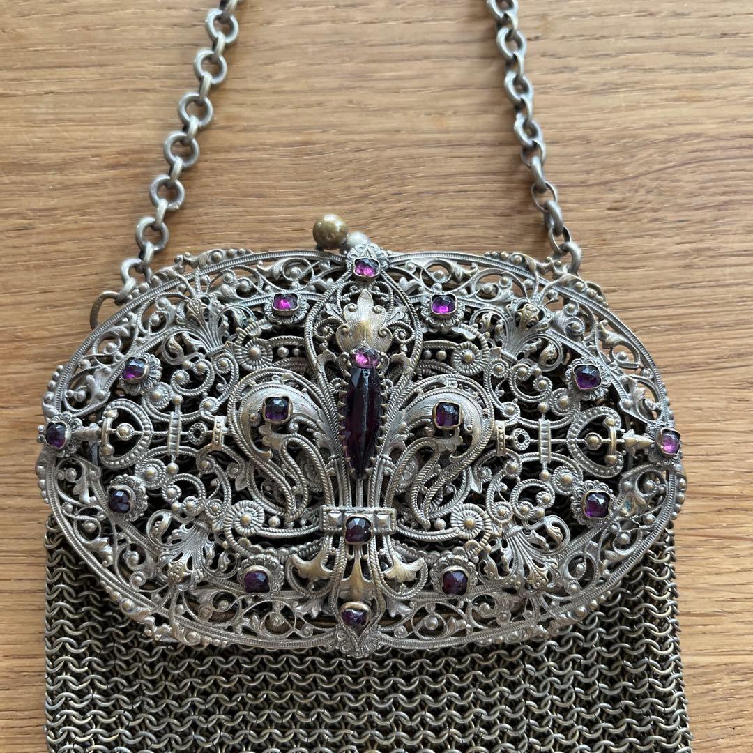 クリスマスSALE アンティーク　ヴィクトリアン　メッシュ　パース　入れ