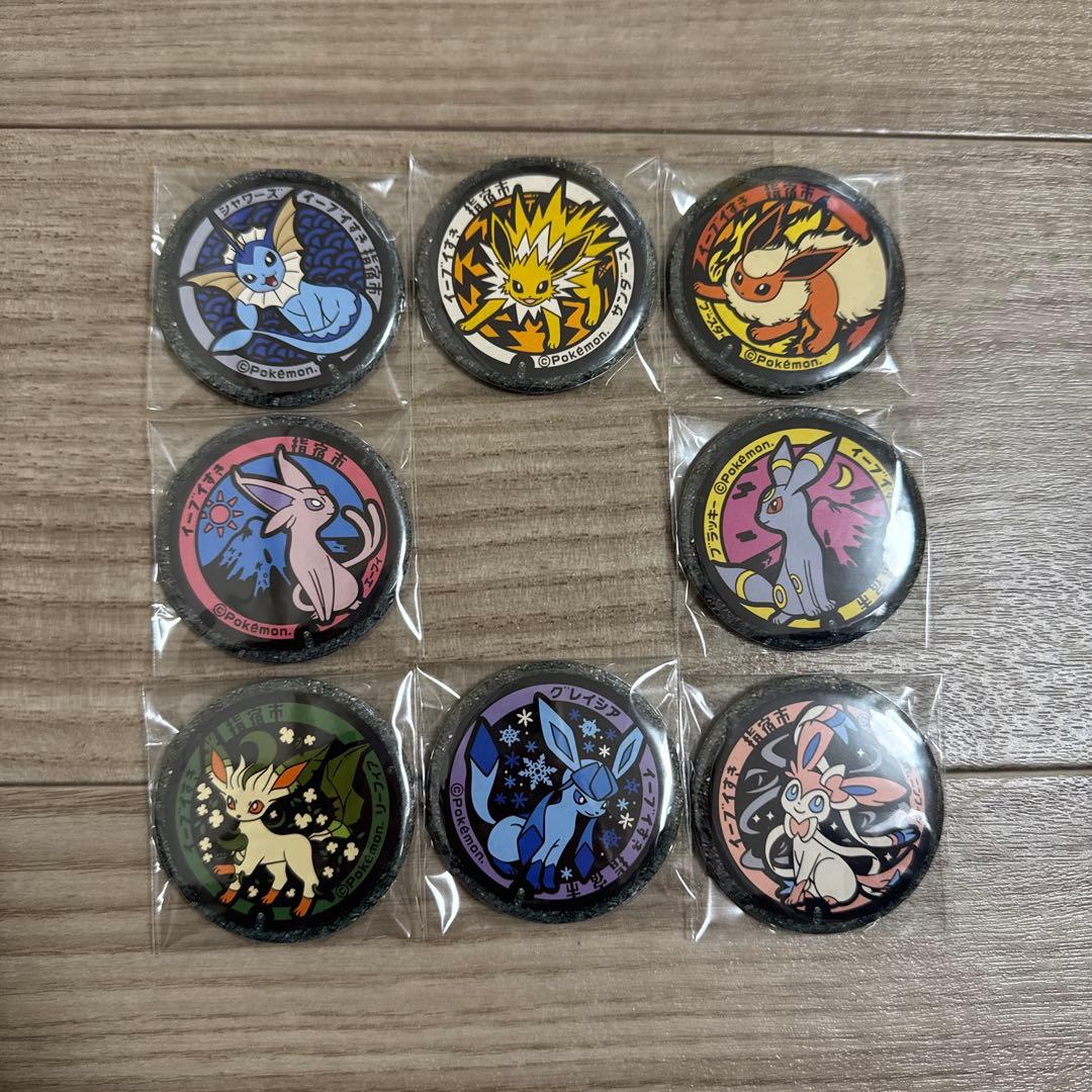 ポケふた缶バッジ、ブイズセミコンプリート8点セット