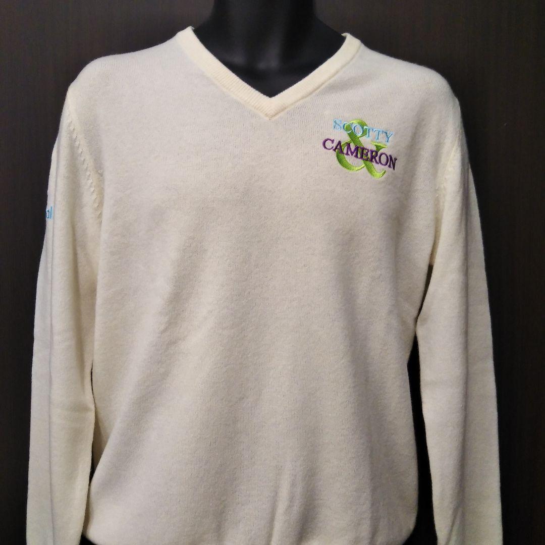 スコッティ・キャメロン　カシミアVネック　セーター　ホワイト　L