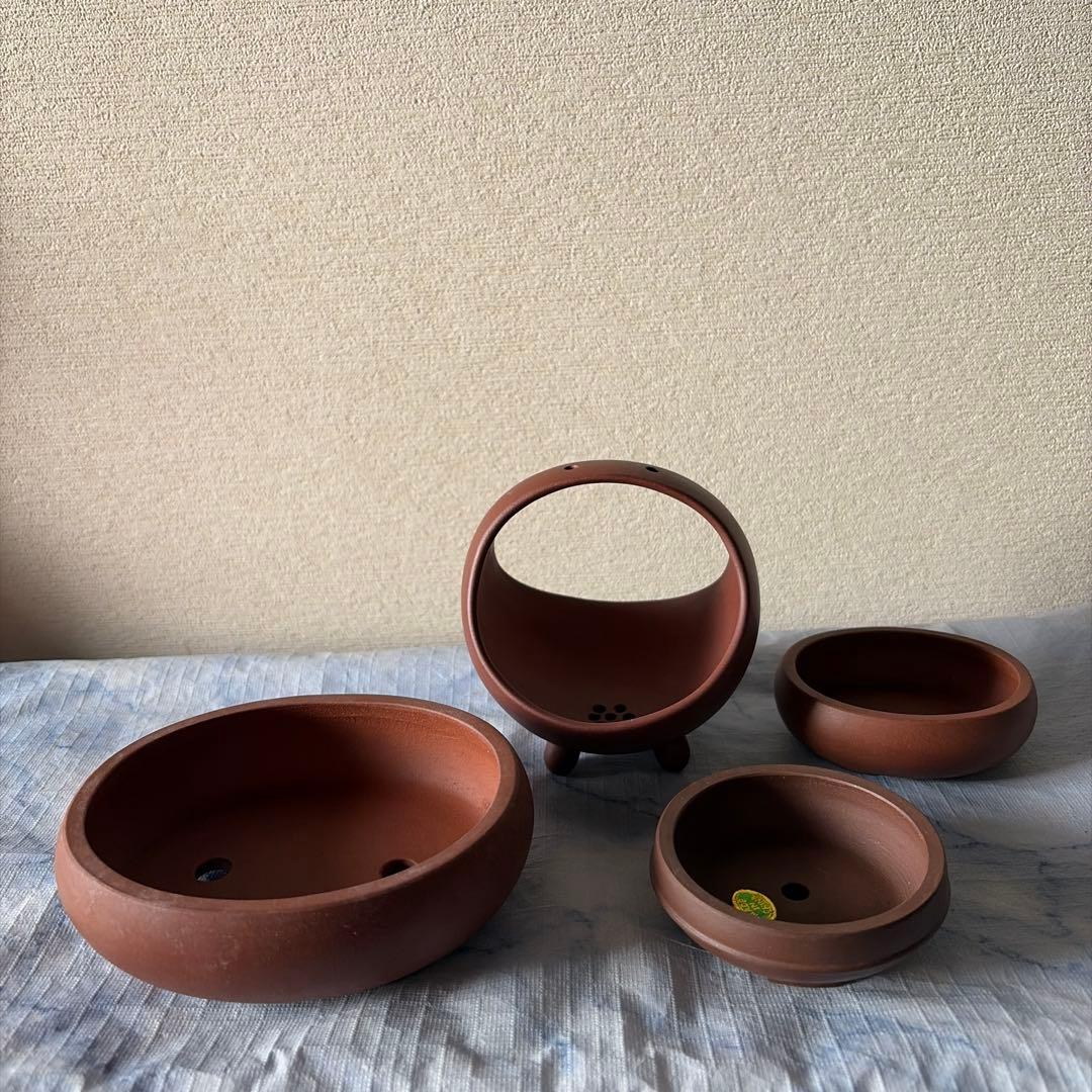 中国宜興　宜興　植木鉢　中国　朱泥　盆栽　アンティーク　盆景