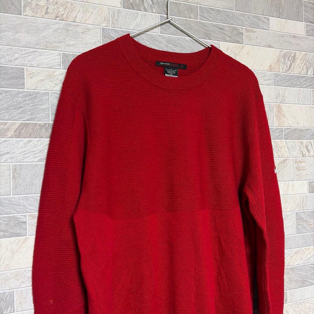 NIKE GOLF タイガーウッズコレクション ニット ウール混 タイガーレッド