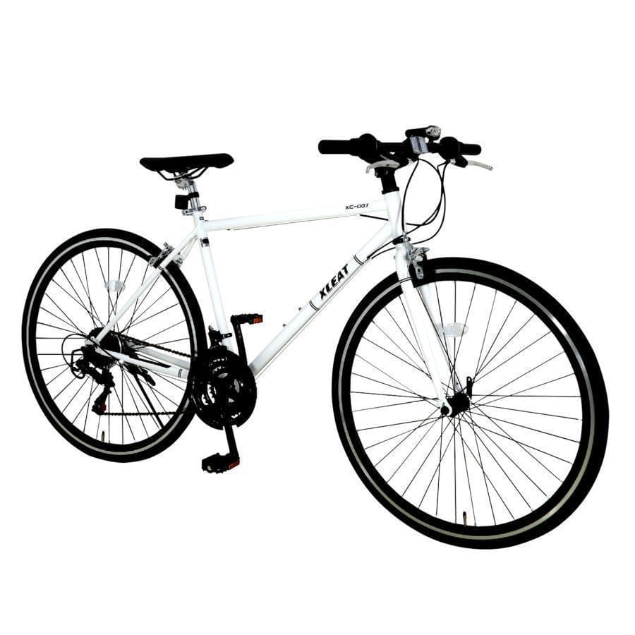 B2449クロスバイク700c自転車21段変速 シマノ製 軽量 スタンド付（白）