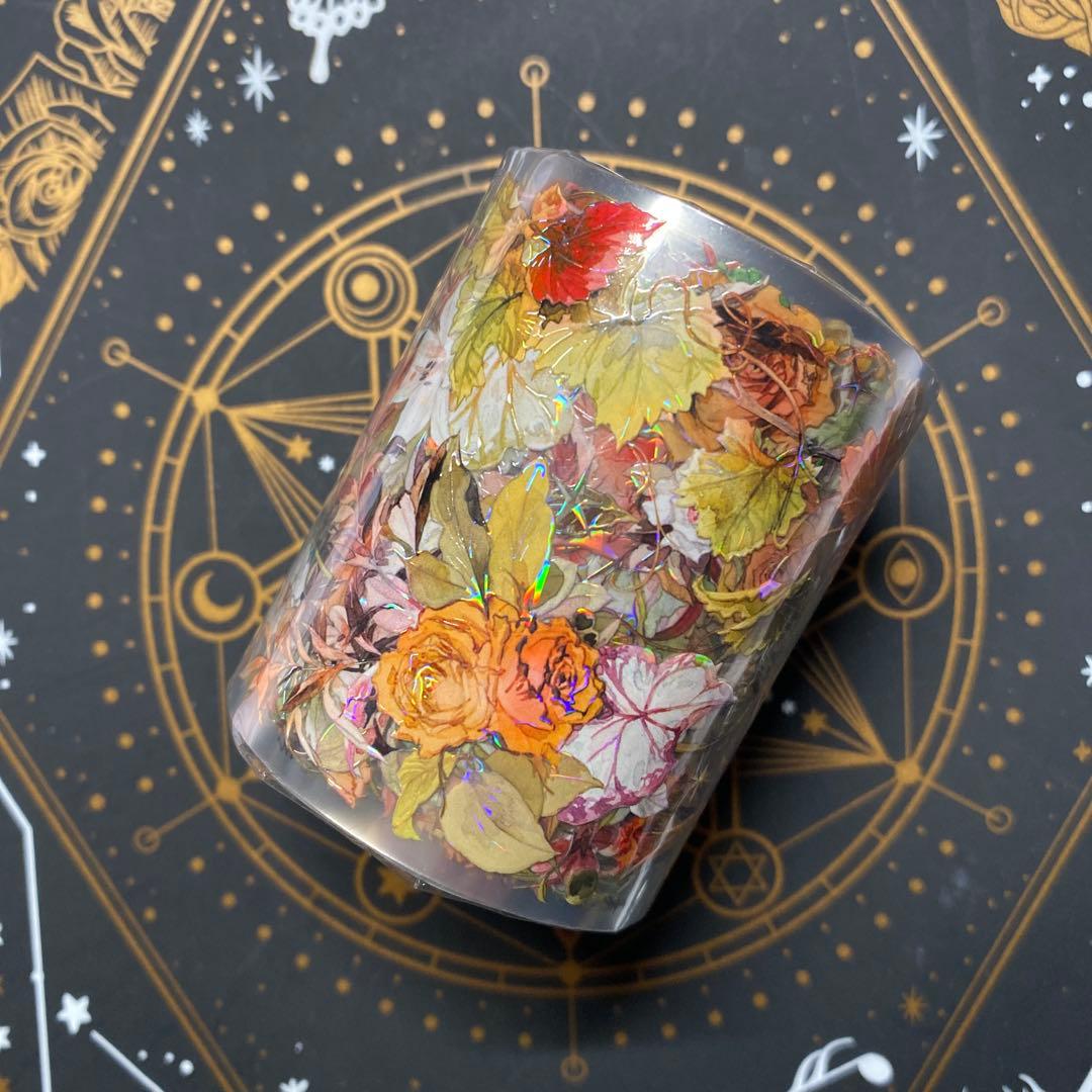 【G1】海外 10m巻　貝殻光マスキングテープ　お花系/動物系/装飾系/背景系