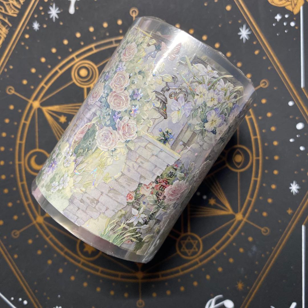 【G1】海外 10m巻　貝殻光マスキングテープ　お花系/動物系/装飾系/背景系