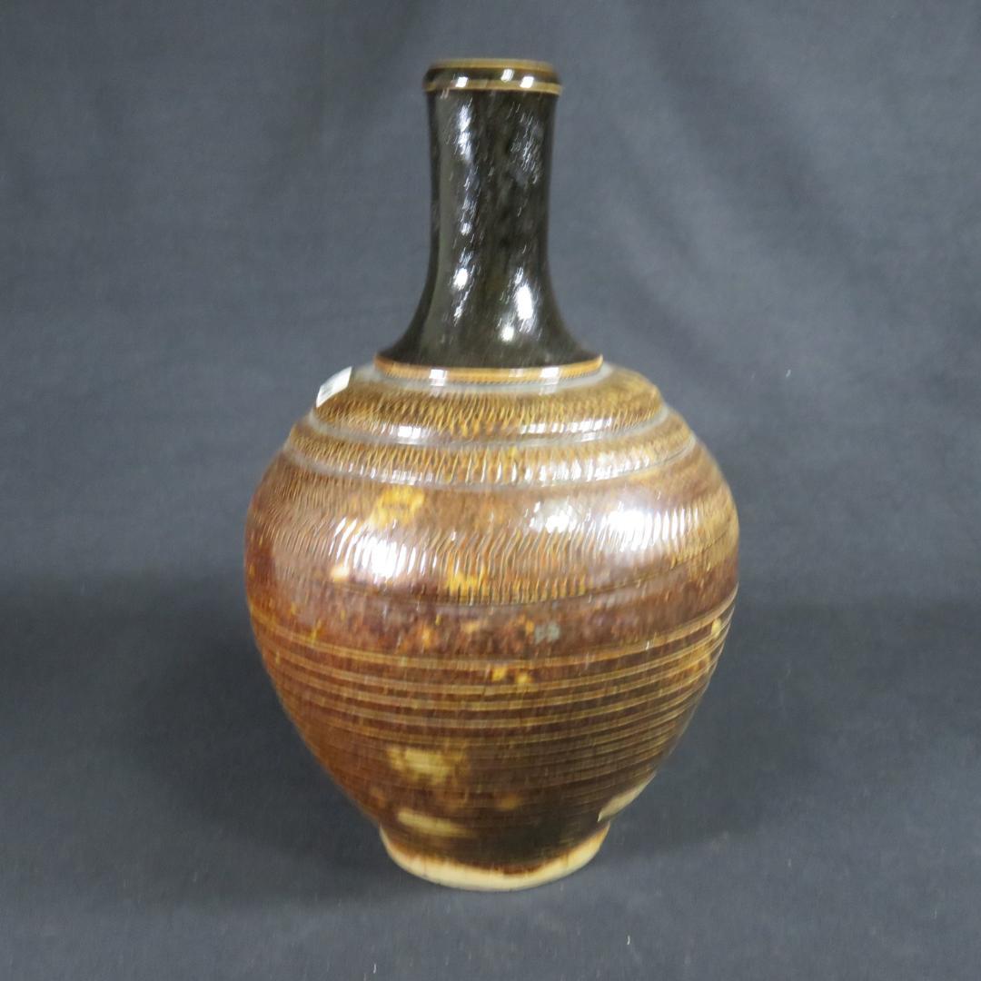 相馬 壺 徳利 花器 一輪挿し 民藝 飾り壺 時代物 鉄釉 とび鉋 希少