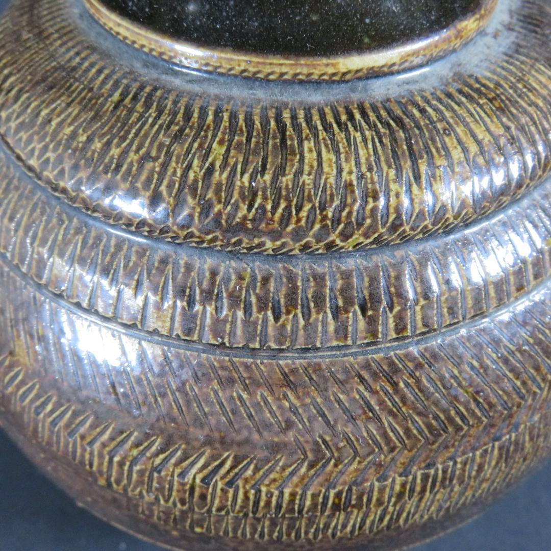 相馬 壺 徳利 花器 一輪挿し 民藝 飾り壺 時代物 鉄釉 とび鉋 希少