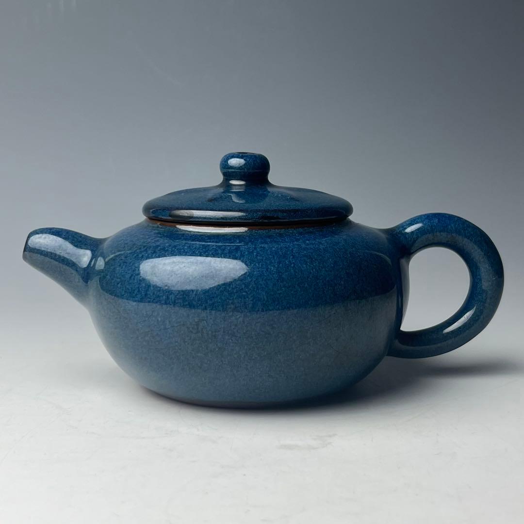 優美 唐物 海鼠釉水注 葛明祥製 款 中国美術 古玩 煎茶道具 急須