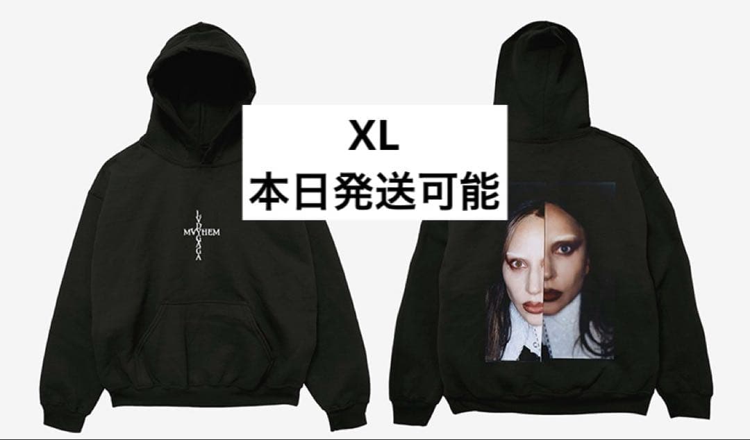 レディガガ来日記念ポップアップ限定デザインフード付トレーナーXLサイズ ブラック