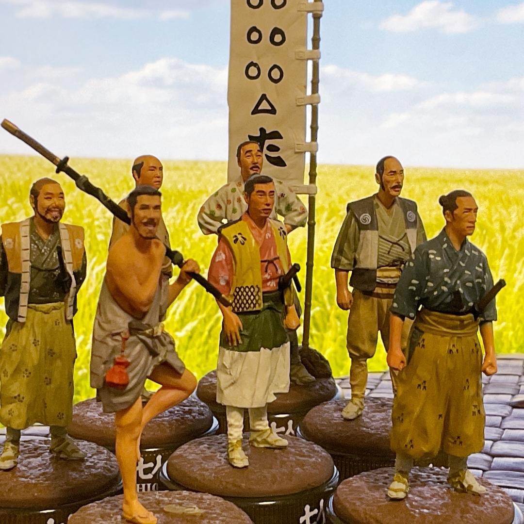 海洋堂　七人の侍　彩色　カラー　侍7体セット　未組立　フィギュア　ボトルキャップ