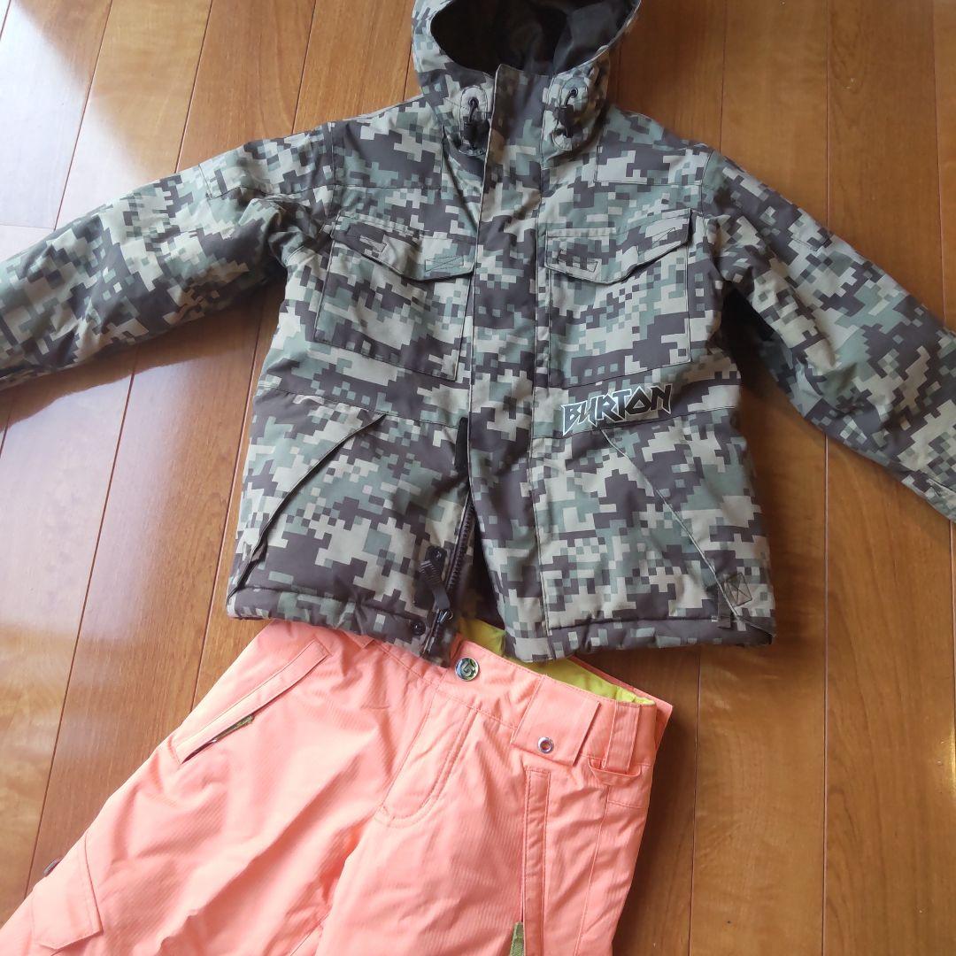 BURTON 迷彩 スノーボードウェアセット キッズウエア上下
