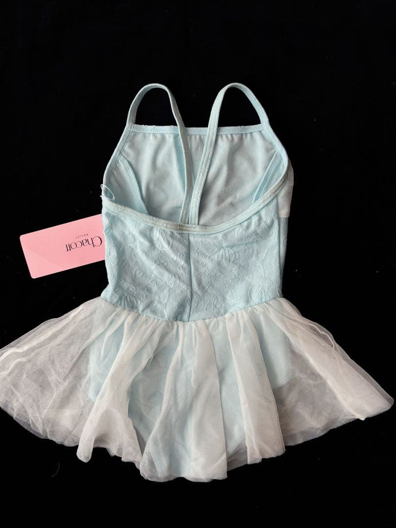 新品Chacott★ドレスの様なチュチュ付きレオタード 水色110K