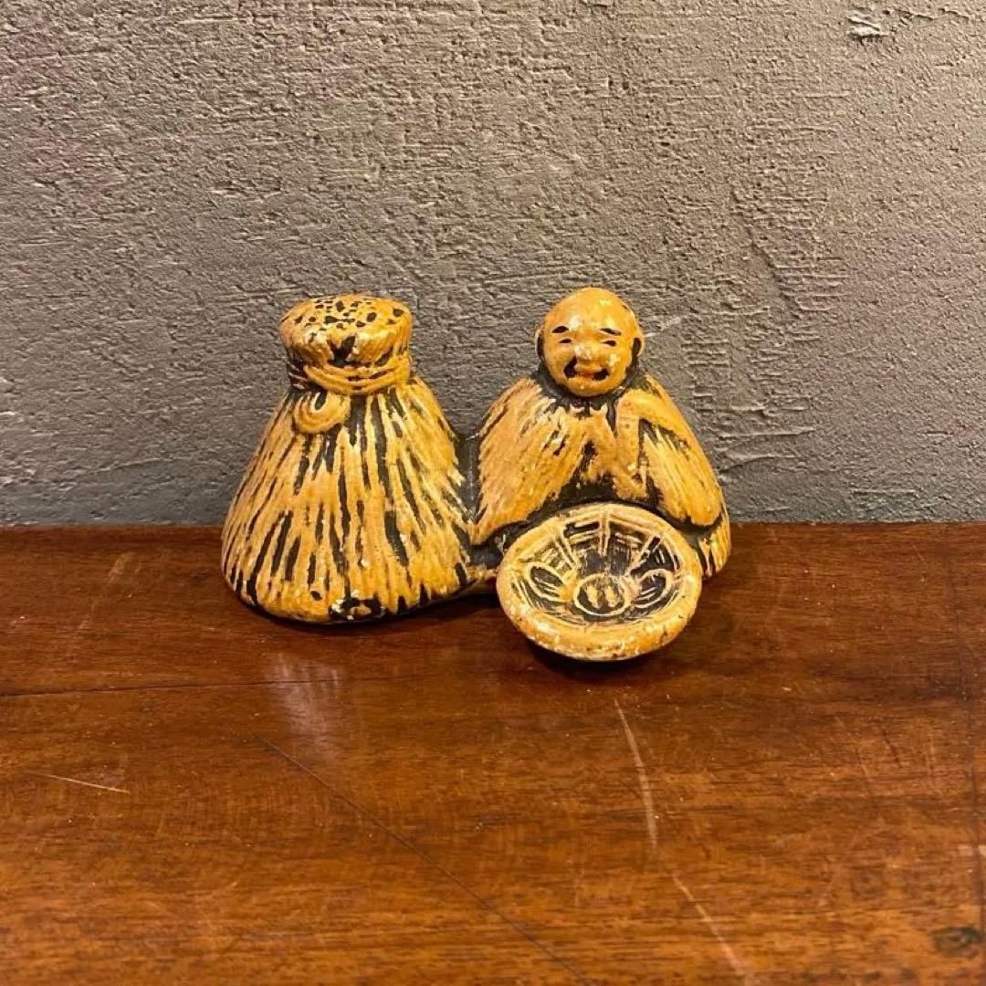 時代物 偕楽園 偕楽焼 水戸 農人形 置物 古美術 骨董品 オブジェ