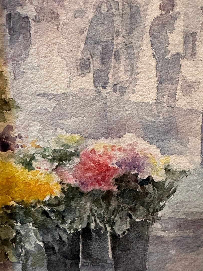 水彩画原画額装　パリの風景