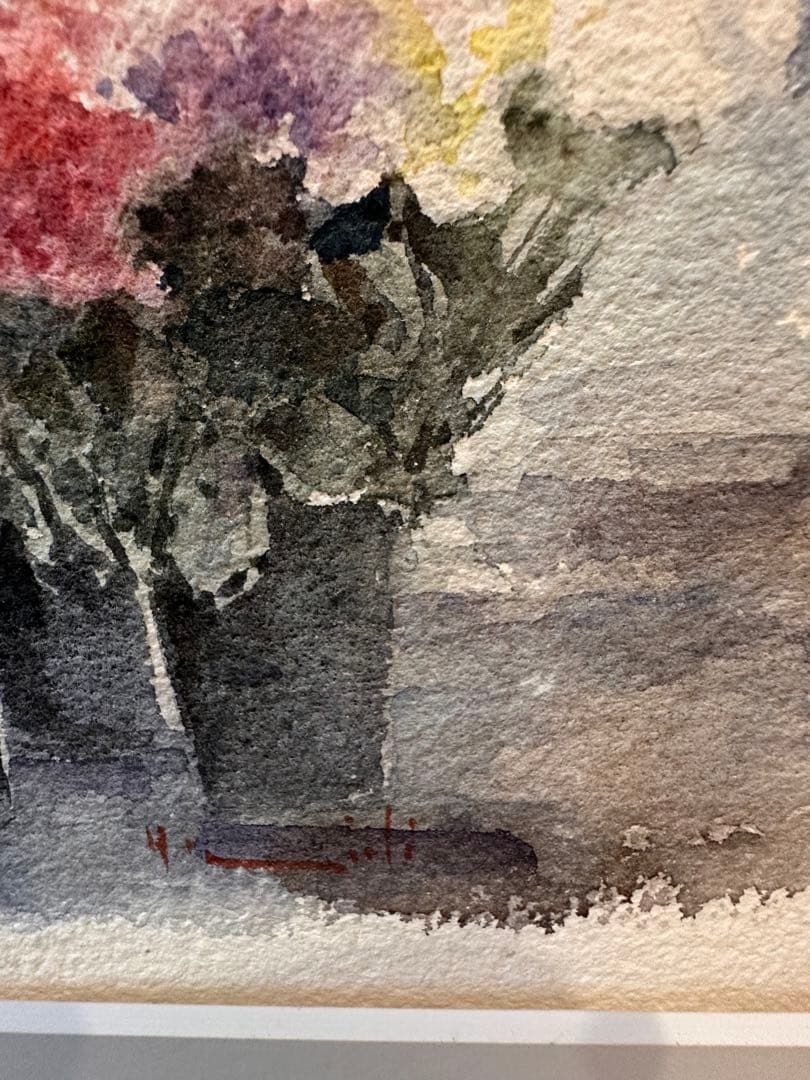 水彩画原画額装　パリの風景