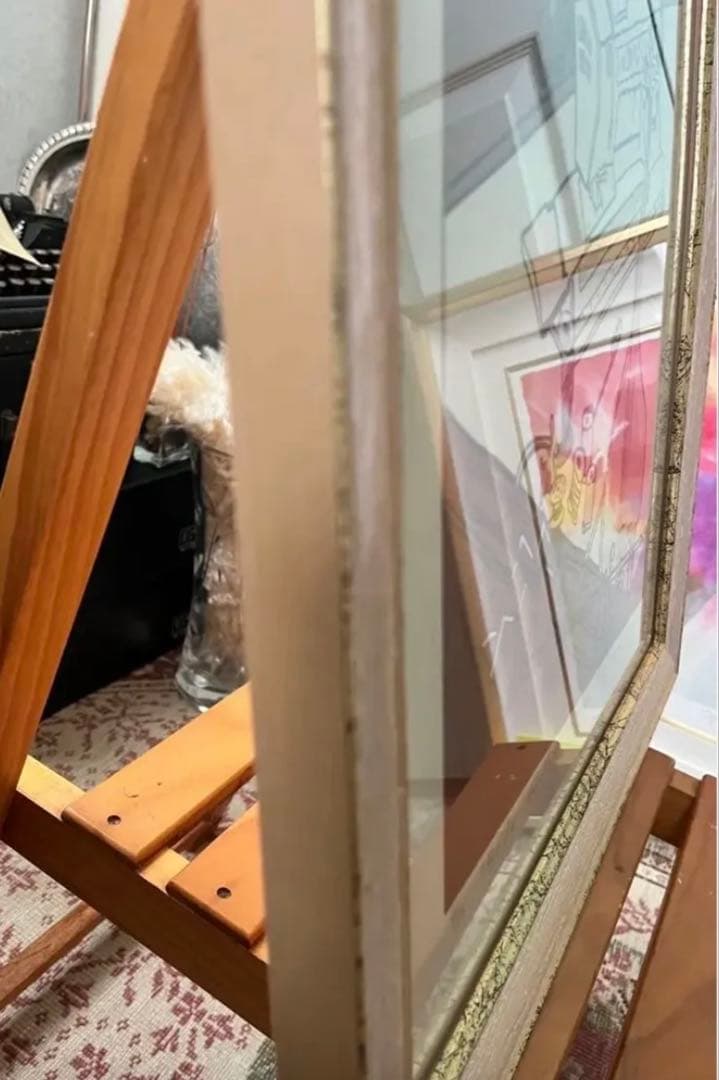 希少　シルクスクリーン　限定版　サイン、ED有　アンティーク額　ジニー・キム　蝶