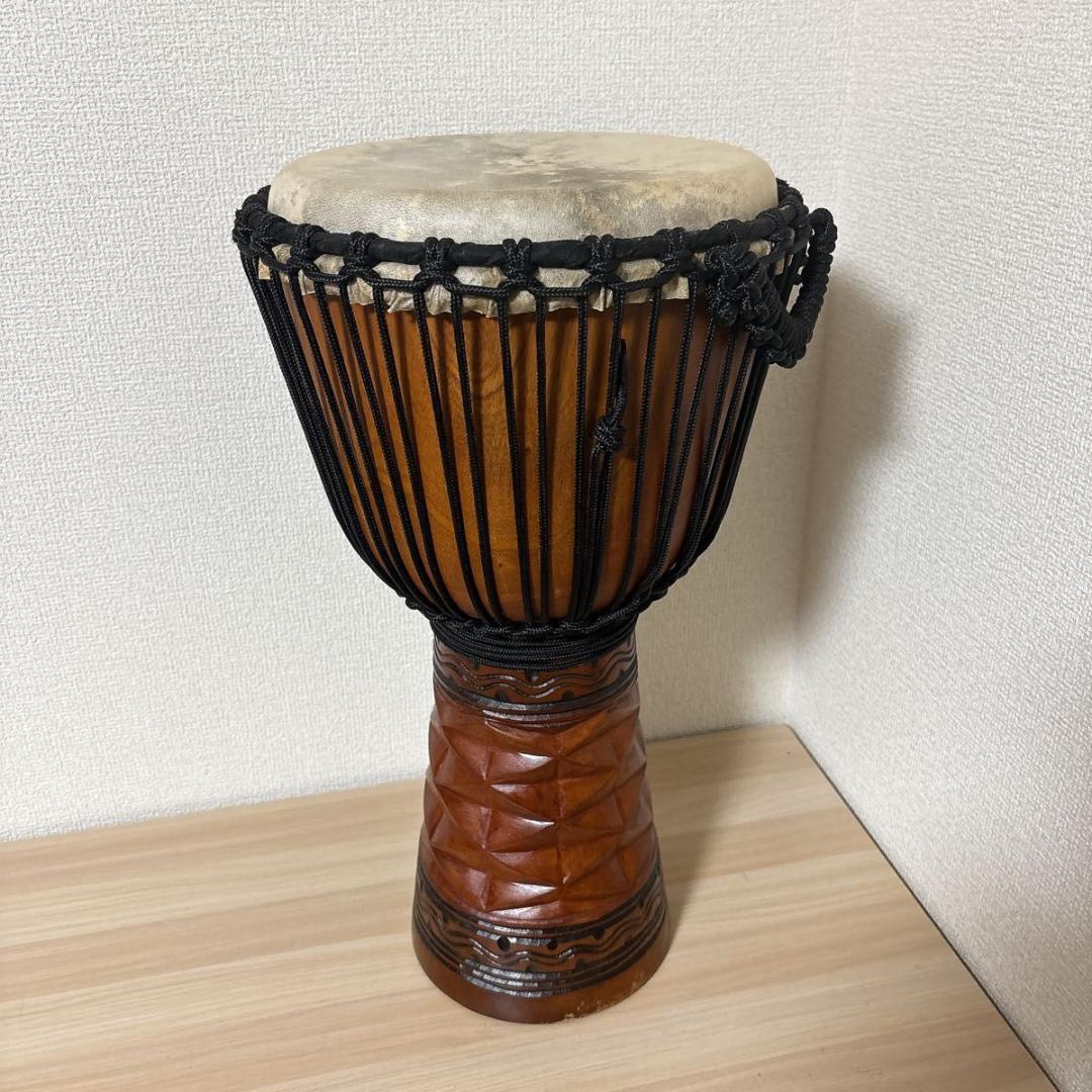 【美品】ジャンベ 50cm 民族楽器 アフリカ 太鼓 天然木・ヤギ皮