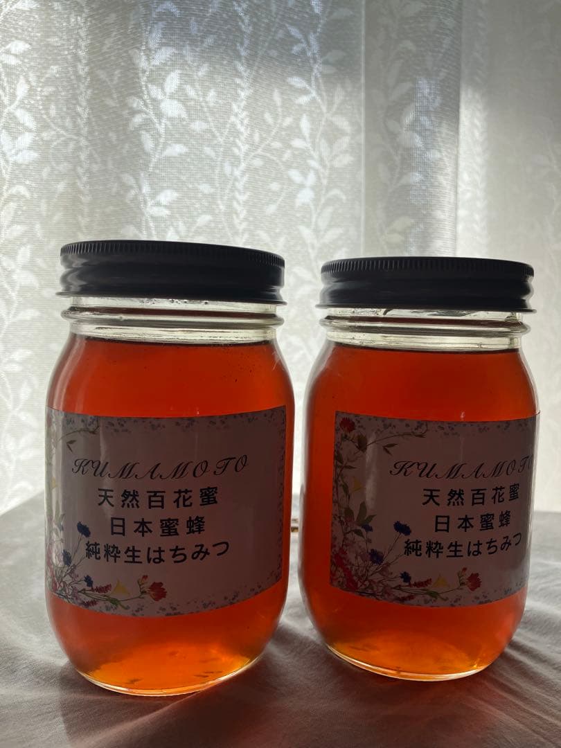 ハチミツ　日本蜜蜂の蜂蜜　純粋生の百花　非加熱無添加　560g入り2本