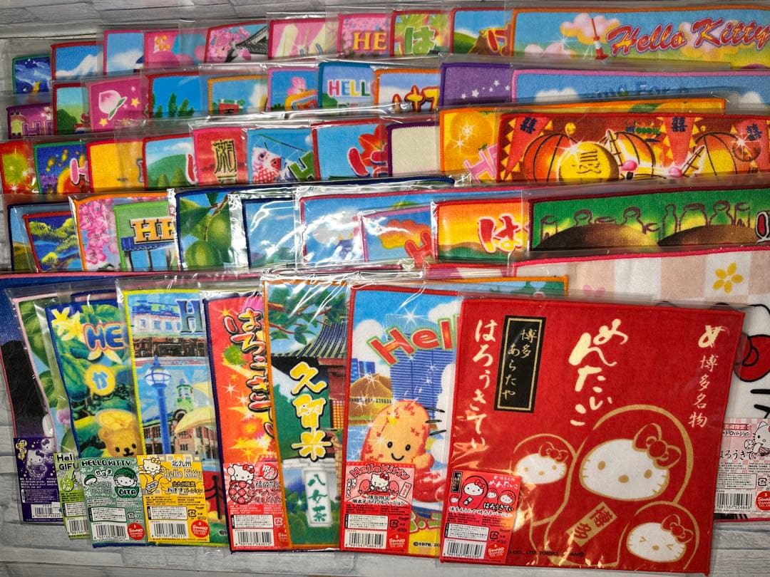 56枚セット ご当地 ハローキティ プチタオル セット ハンカチ ミニタオル