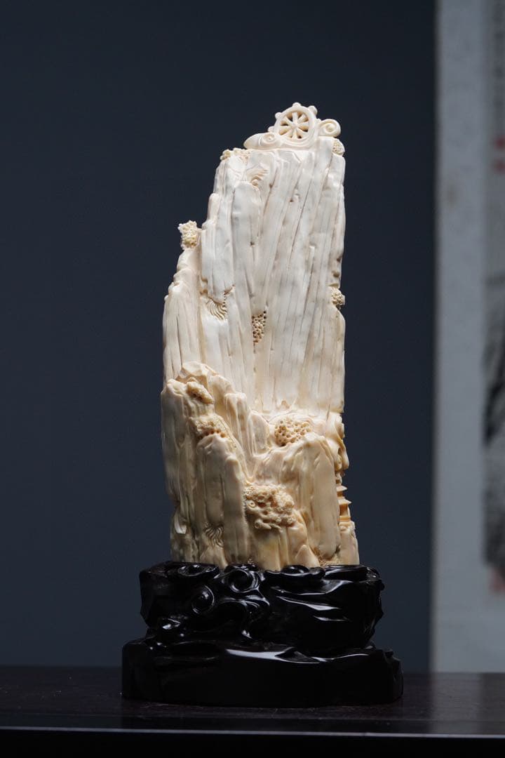 天然マンモス牙美しい手作り彫刻大日如来 置物