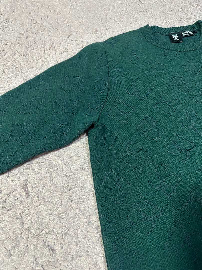 デサントゴルフ　クルーネックジャカードセーター　サイズo グリーン