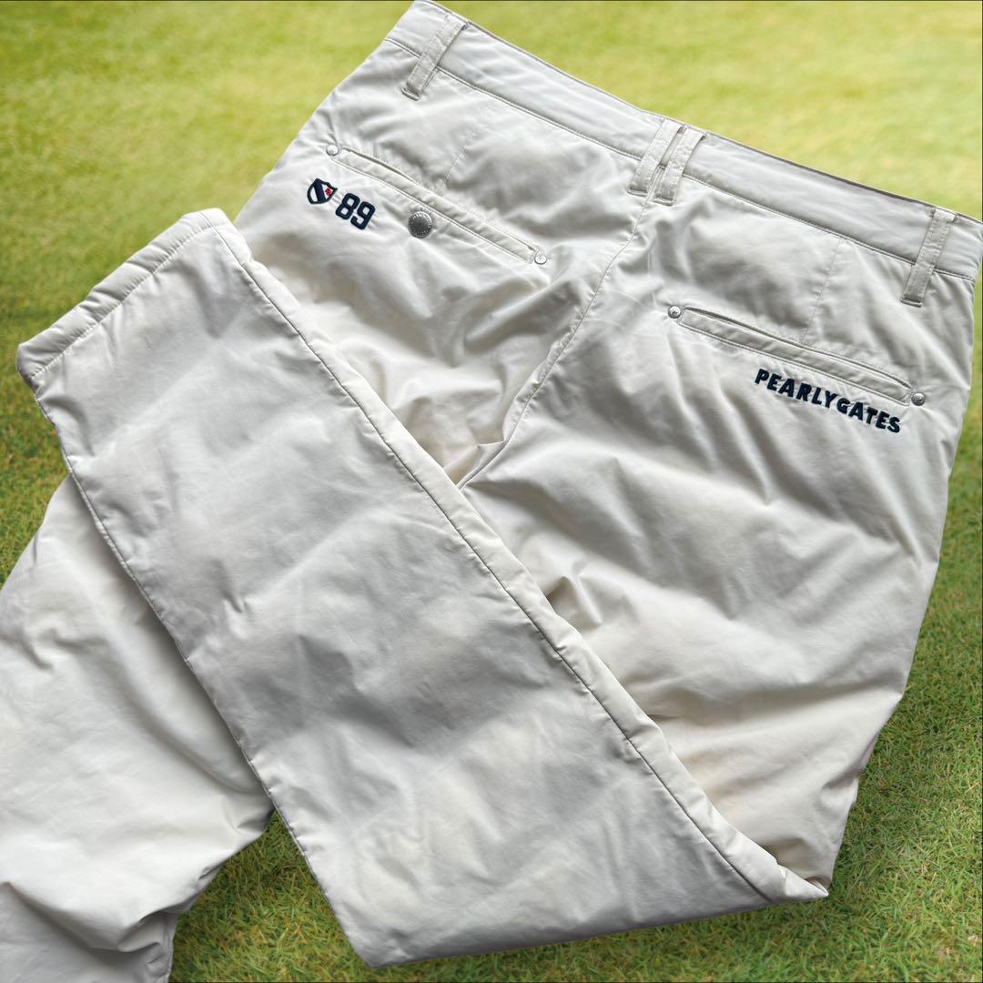 防寒　蓄熱素材　パーリーゲイツ　ダウンパンツ　中綿入り　M〜L相当　オフホワイト