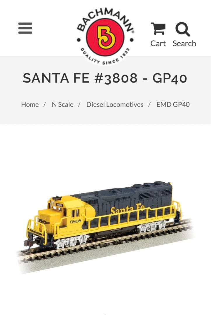 Bachmann Nゲージ ディーゼル機関車 - SANTA FE #3808