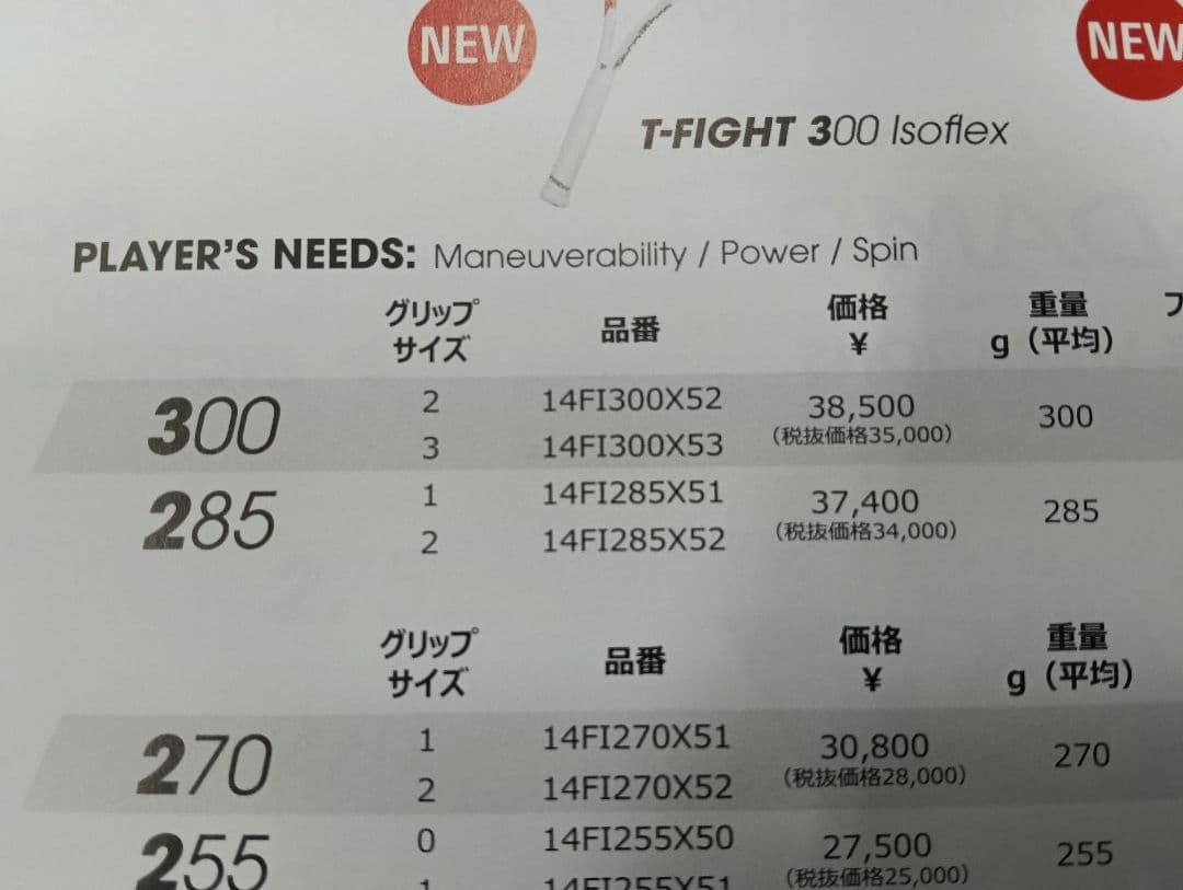 新品テクニ ファイバーT-FIGHT100インチ300ｇ未使用ガット付き