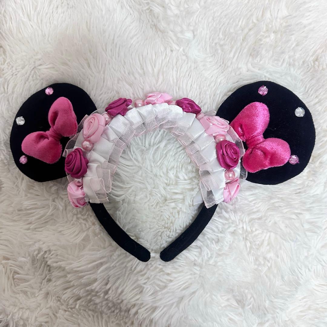 ディズニー カチューシャ ピンク バラ