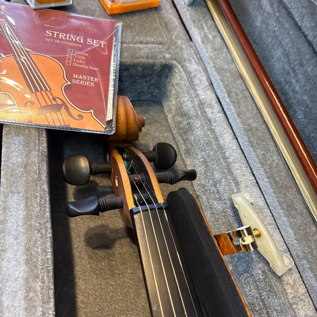 バイオリン 初心者セット 指板マークチューナー 予備弦セット付きブラウン ケース