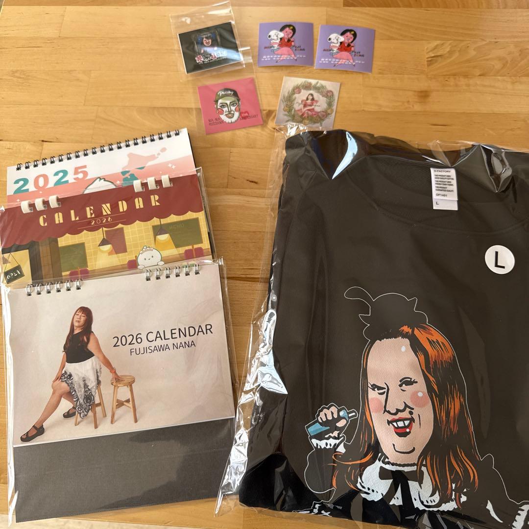 藤沢なな　もんじょり　ツイキャス　黒トレーナーL 2026カレンダー　ステッカー