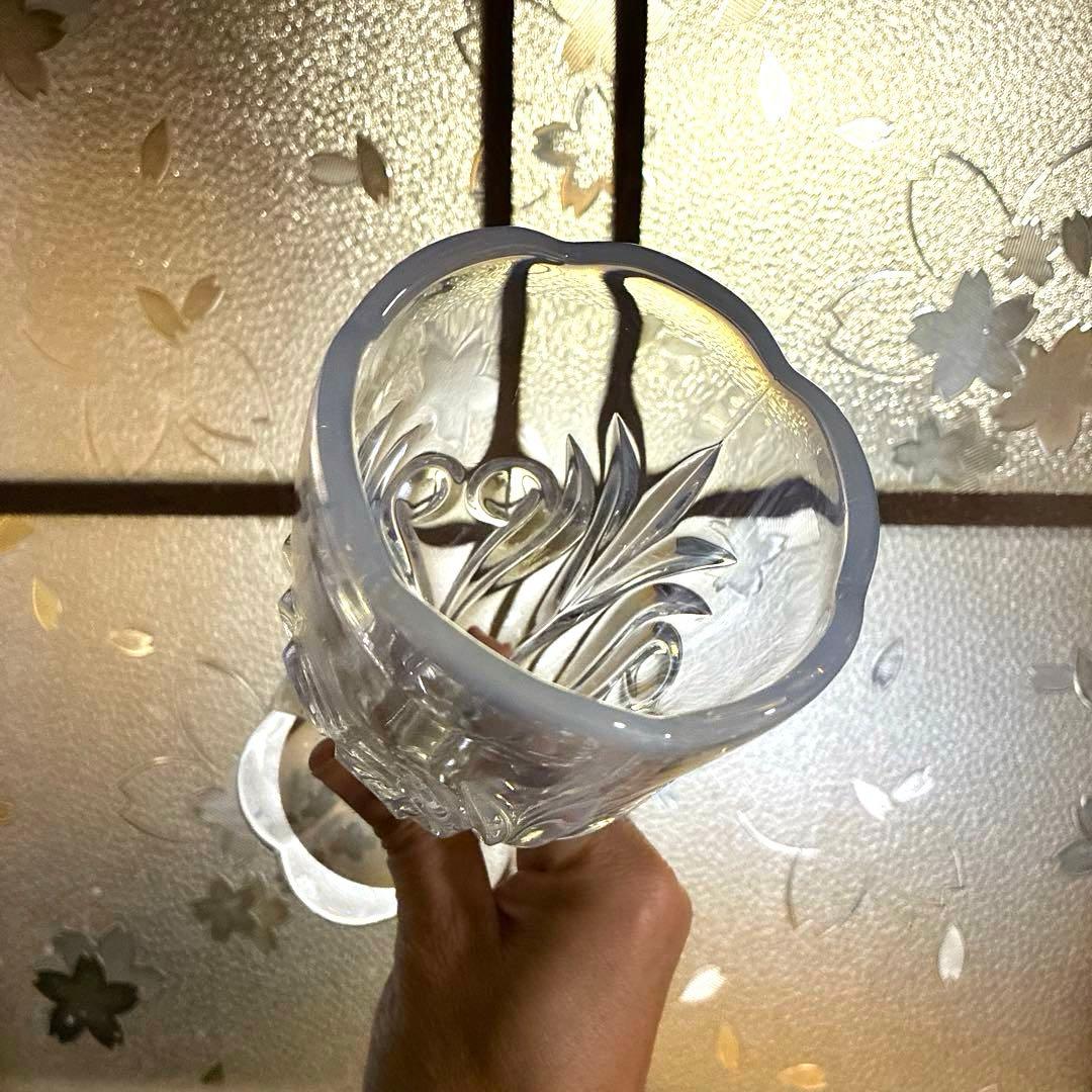 骨董　レトロ　乳白色暈し　ハートプレス紋　チューリップ型　パフェグラス　氷コップ