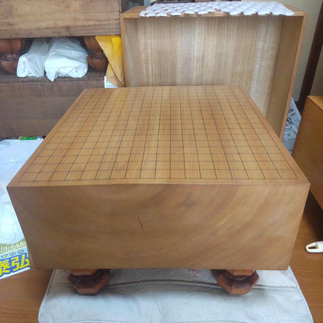 本桂脚付き碁盤六寸盤　木裏板目　桐覆い付き