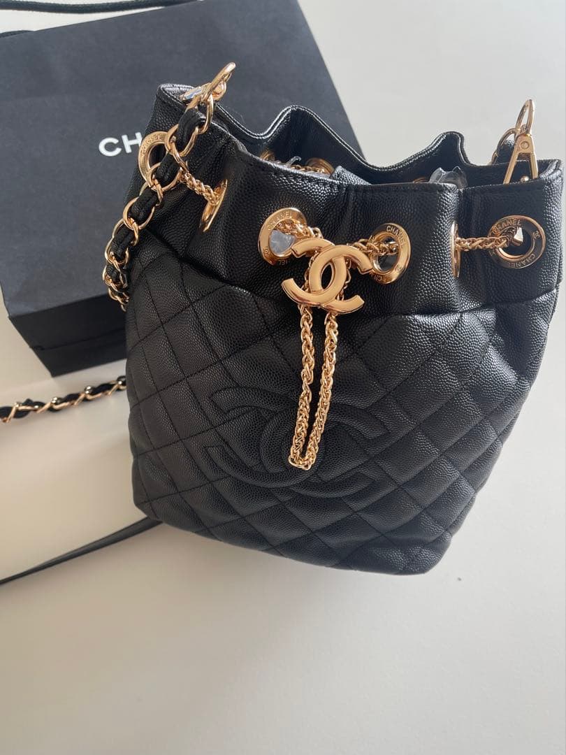 CHANEL 巾着ショルダーバッグ　ブラック　2way