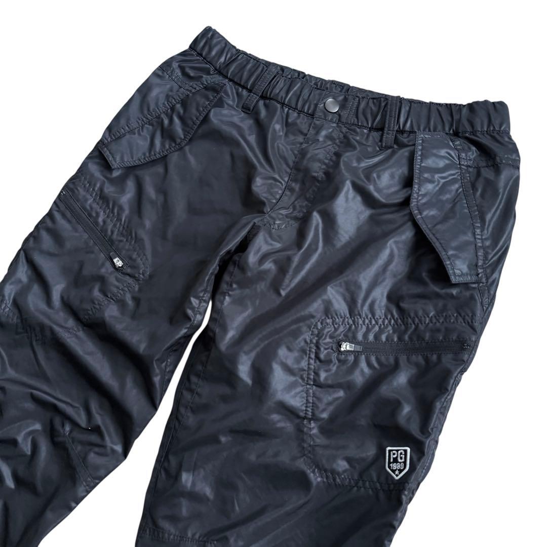 パーリーゲイツ 中綿 ナイロンパンツ ロゴ入り 5サイズ メンズL 黒 冬ゴルフ