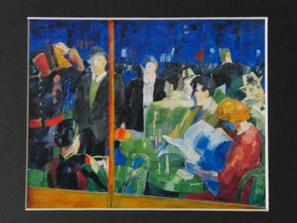 アンドレ・ブラジリエ、カフェ、希少画集の一頁、 新品高級額装付